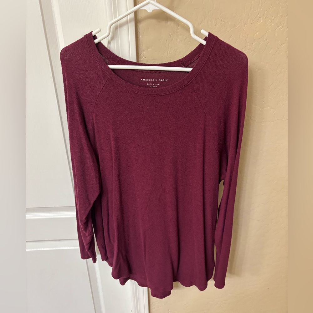 American Eagle Outfitters Women's Wine Long Sleeve Tee